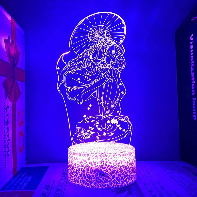 Bênção do Oficial do Céu Tgcf Hua Cheng Figura Anime Luzes Noturnas, Manga San Lang Suportes Acrílicos, Lâmpada LED, Decoração do quarto Presente