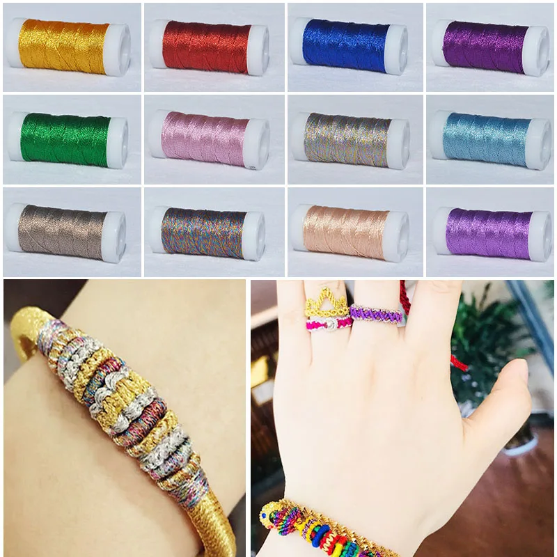 0.2mm-0.8mm Gold/Silver Thread Macrame Cord Rope Braided String For Bracelet Necklace DIY Handmade Weave Tassels Jewelry Making