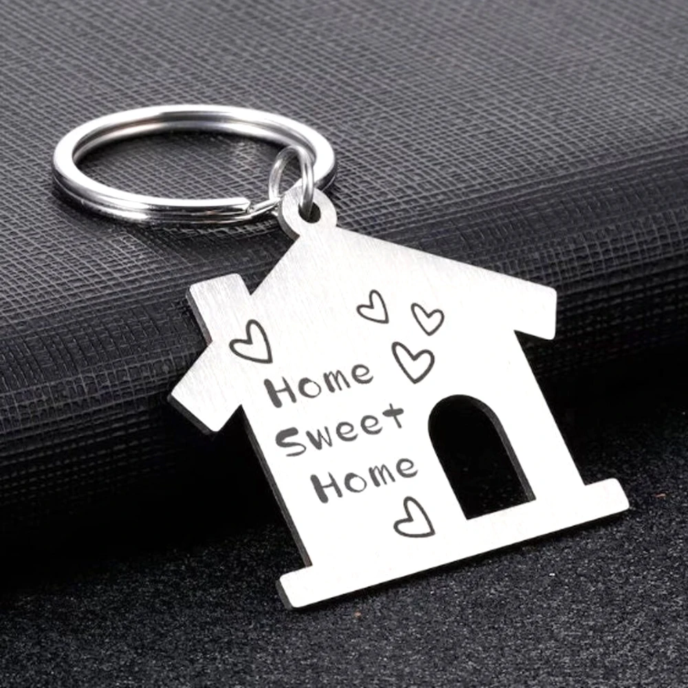 Stainless Steel House Creative Couple Keychain Beautiful Home Pendant Decoration Thoughtful And Simple Gift