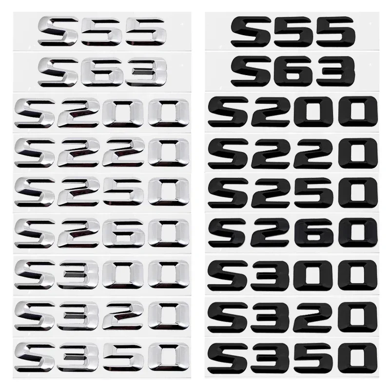 Car Sticker Letter Emblem Rear Trunk Badge Decal for Mercedes Benz S55 S63 S200 S220 S250 S260 S300 S320 S350