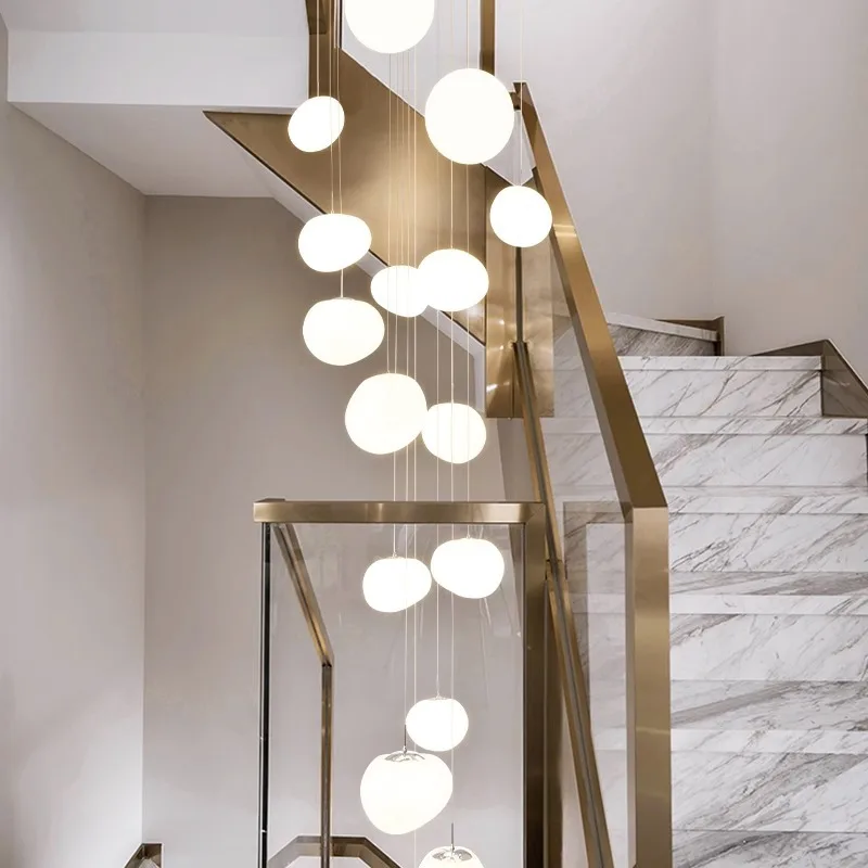 الشمال المنزل تصميم حجر الكرة قلادة أضواء للفيلا دوبلكس بناء فندق درج الثريا عكس الضوء خط الفن شنقا تركيبات