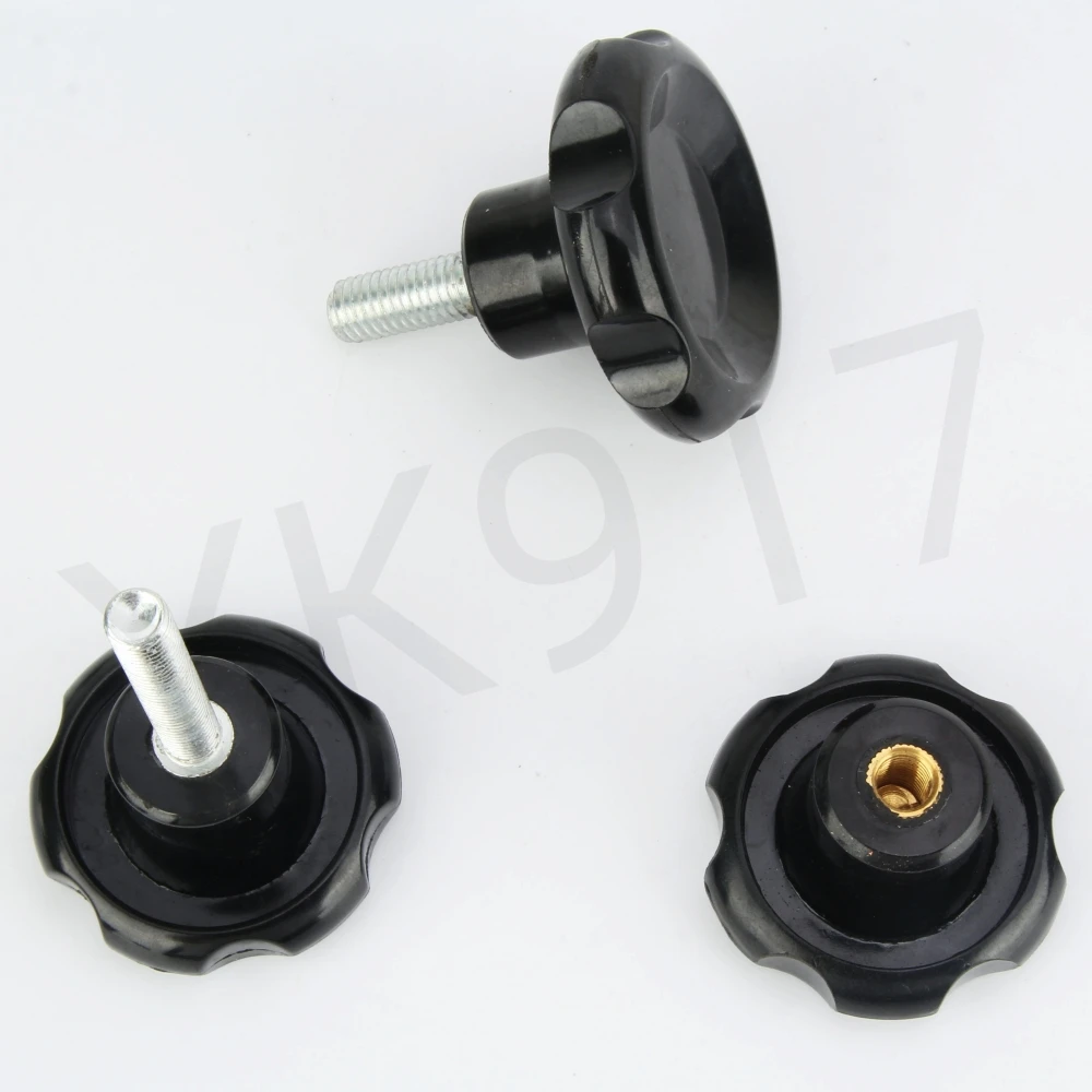 YK917 Bakelite Injection Molded Copper Core Flower Knob External Thread Corrugated Handle For Mechanical Equipment