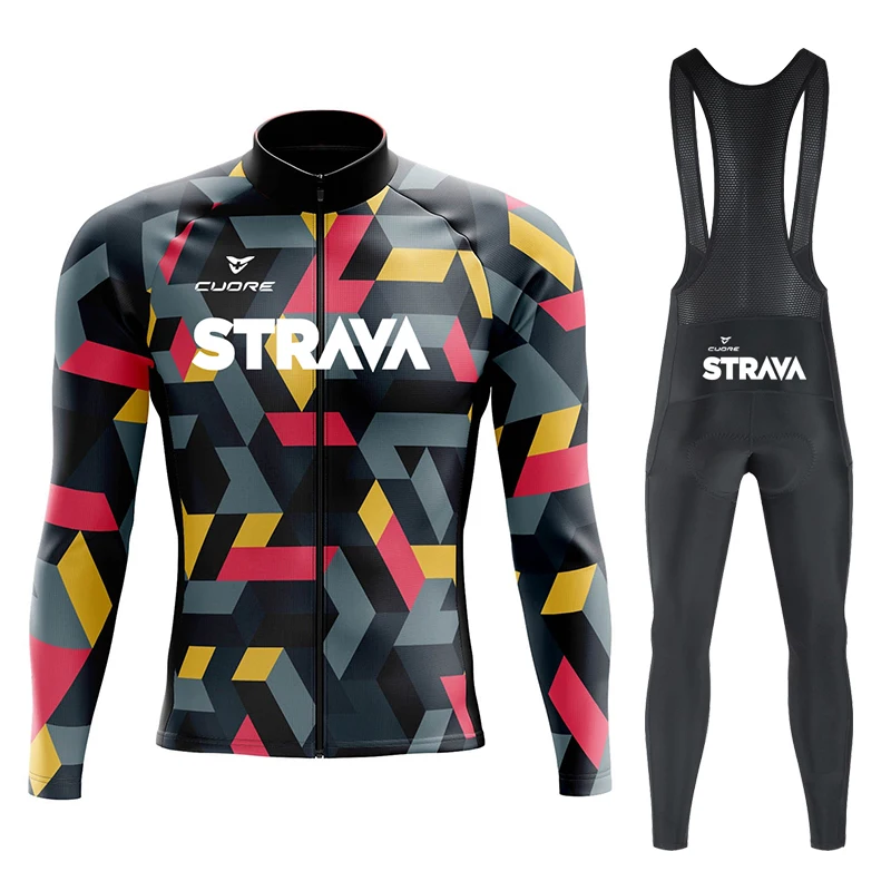 CUDRE STRAVA Mountain Bikes Cycling Jumper Men's Cycling Shirt Long Sleeve Jersey Sets Bike Man Bicycle Pants Bib Bicycles Mtb