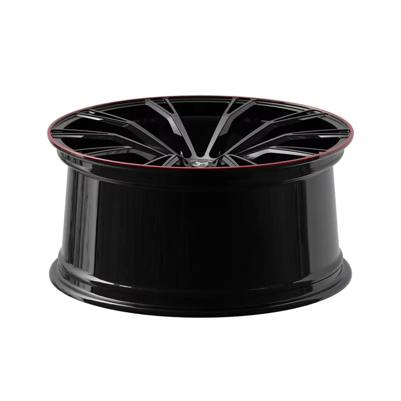 Hot Sales Customized Color & Size 18 19 20 21 22 23 24 26 Inch Black & Red  5x112 Alloy Monoblock Deep Concave Forged Wheels
