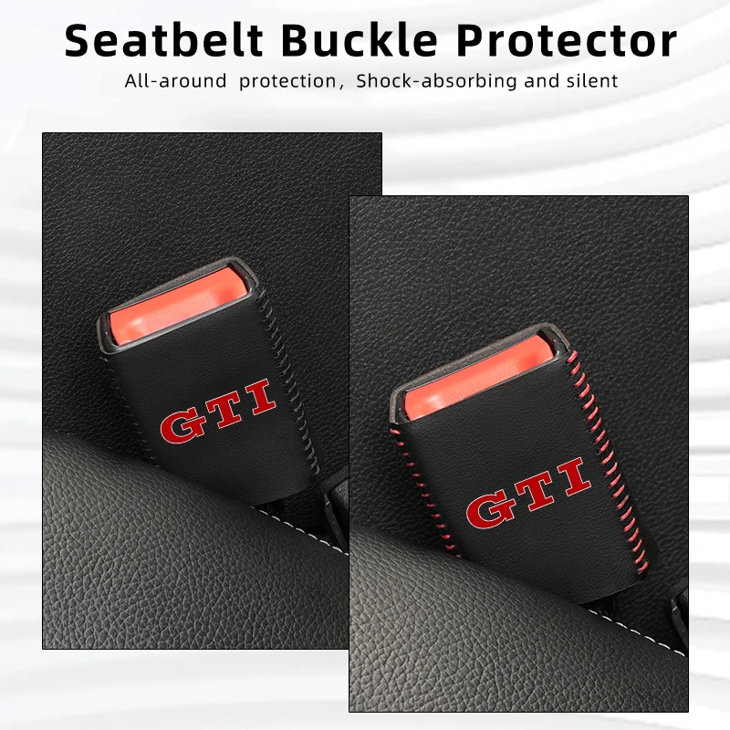 Leather Car Seat Belt Clip Protector Seatbelt Buckle Plug Cover For Volkswagen VW Jetta Golf Beetle EOS GTI MK2 MK4 MK5 MK6 MK7