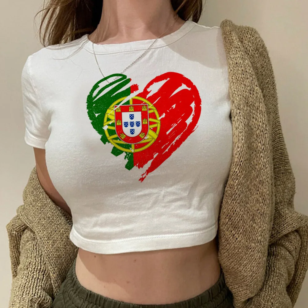 Portugal hippie  aesthetic fairycore crop top Female hippie Kawaii Harajuku 90s t-shirts cropped