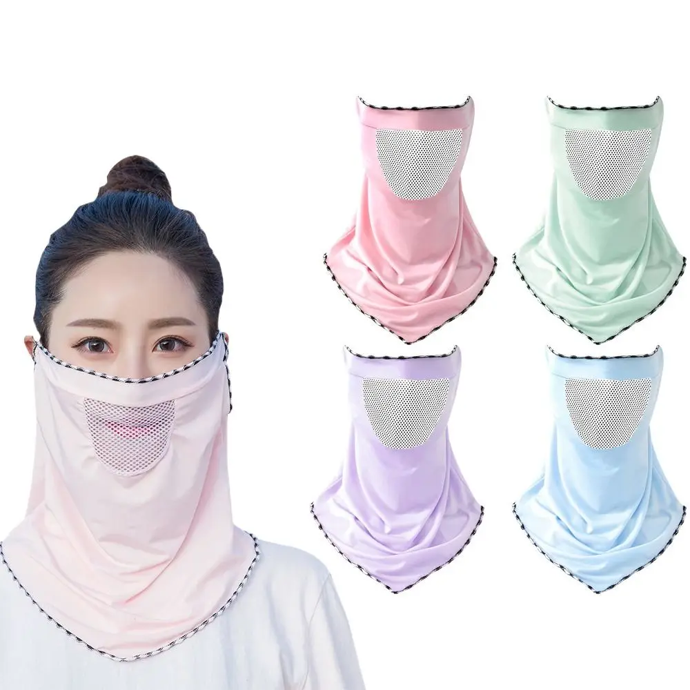 Upf50 + Ijs Zijde Zonnebrandmasker Ademende Mesh Nekbescherming Sjaals Maskeren Anti-Uv Gezichtsbedekking Sneldrogend Anti-Zonnemasker