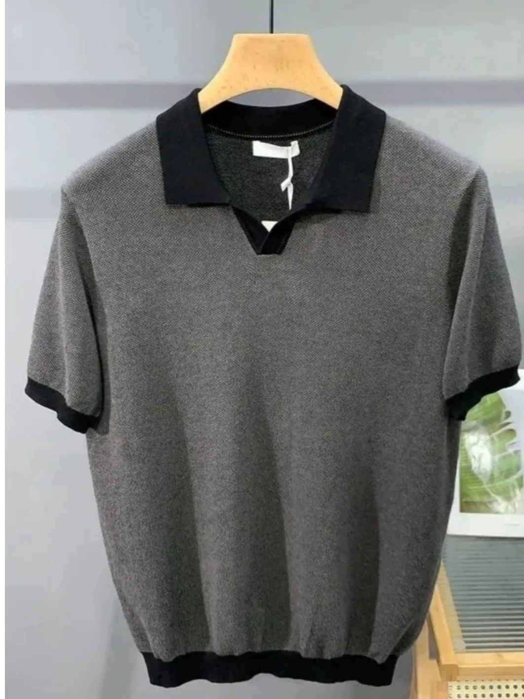 

Высококачественный кубинский воротник, приталенная трикотажная мужская футболка ort Sve, эластичная летняя новая цветная футболка Blo V-Ne, молодежная повседневная футболка