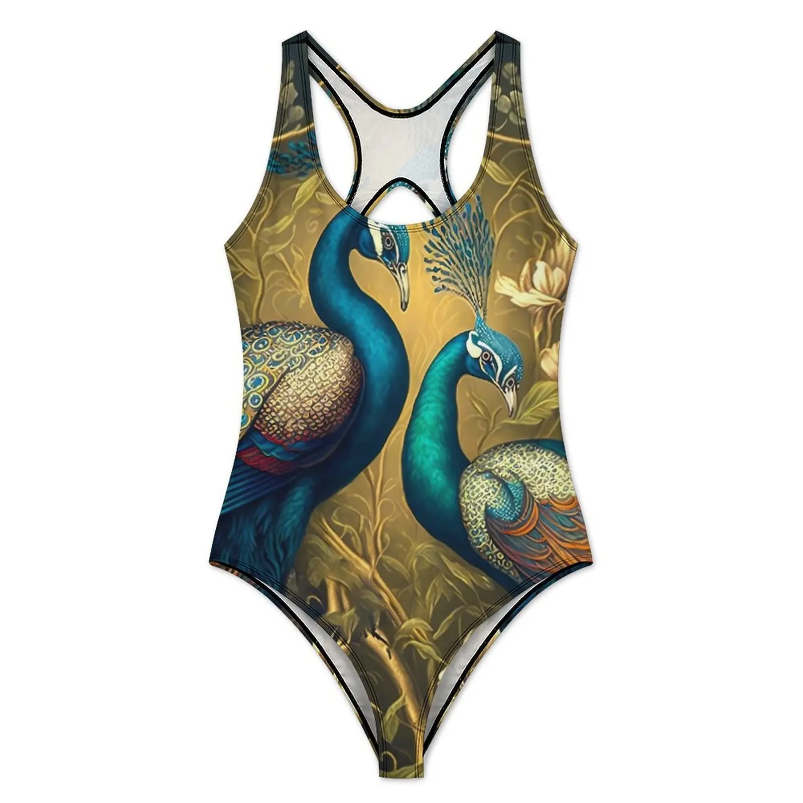 Peacock Friends Swimsuit Animal Print Push Up Swimwear One Piece Vacation Bath Bathing Suit Bodysuit Graphic Beachwear Plus Size