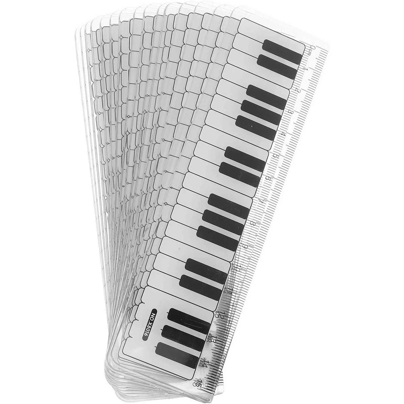 15Pcs Kids Rulers Piano Keyboard Design Measuring Tools Clear Plastic Geometry Rulers for School Learning and Classroom Use