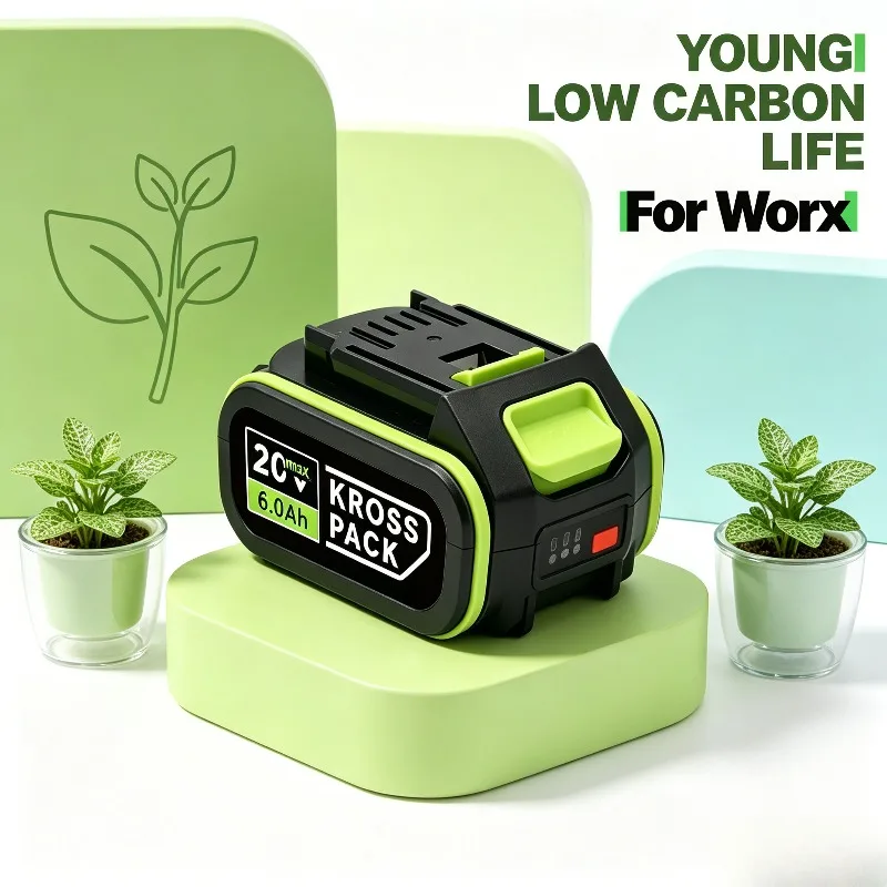 

For Worx 20V Lithium Battery 6.0Ah 18650 Rechargeable Battery Compatible with Worx WA3578 WA3520 WA3525 WA3579 Power Share Tools