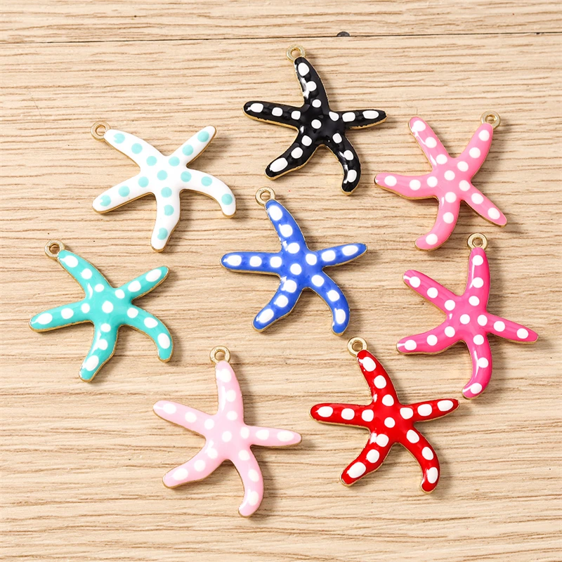 10 Stück Niedliche Emaille-Anhänger mit Meereslebewesen-Motiven wie Seestern, Muschel, Hummer für Schmuckherstellung, Anhänger, Halsketten, Ohrringe, DIY-Bastelbedarf – Detail 8