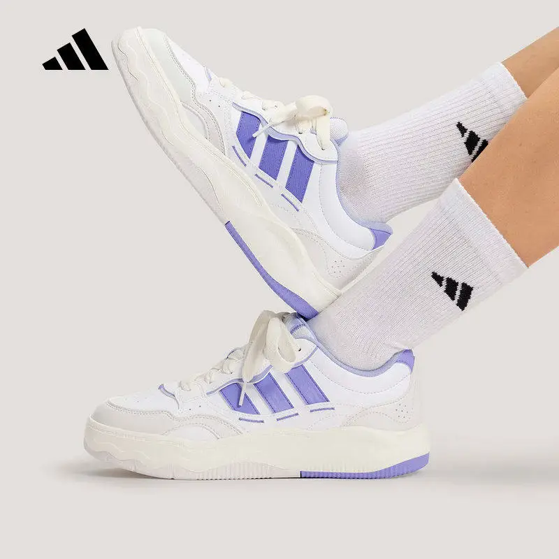 Adidas KH9026 Womens Low Top Skateboarding Shoes White Pale Lavender Light Purple Breathable Casual Sneakers