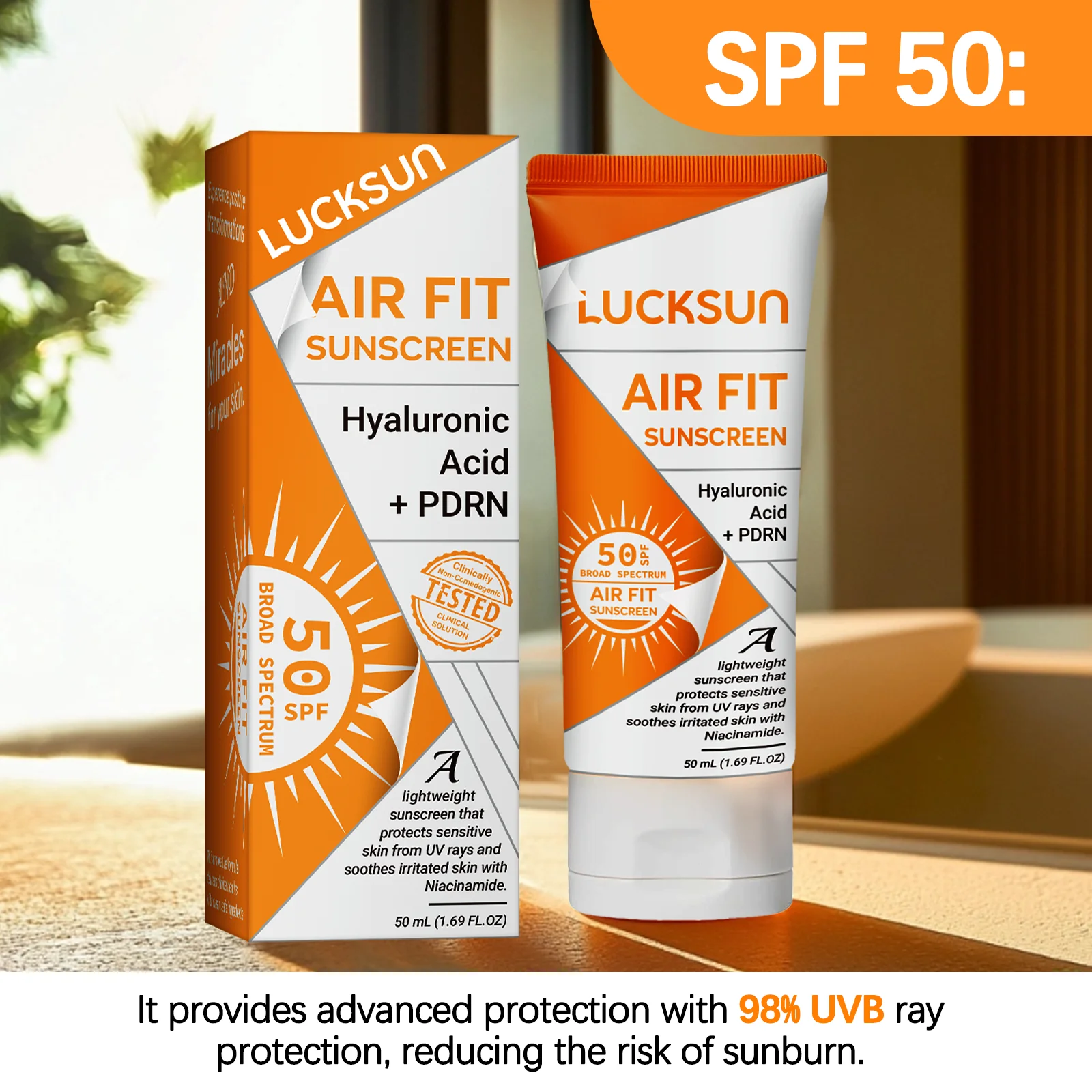 LUCKSUN 50ml SPF50 Sunscreen Hydrating Sunblock Lightweight Non-Greasy Face Sunscreen  for Sensitive Skin & Normal Skin Types