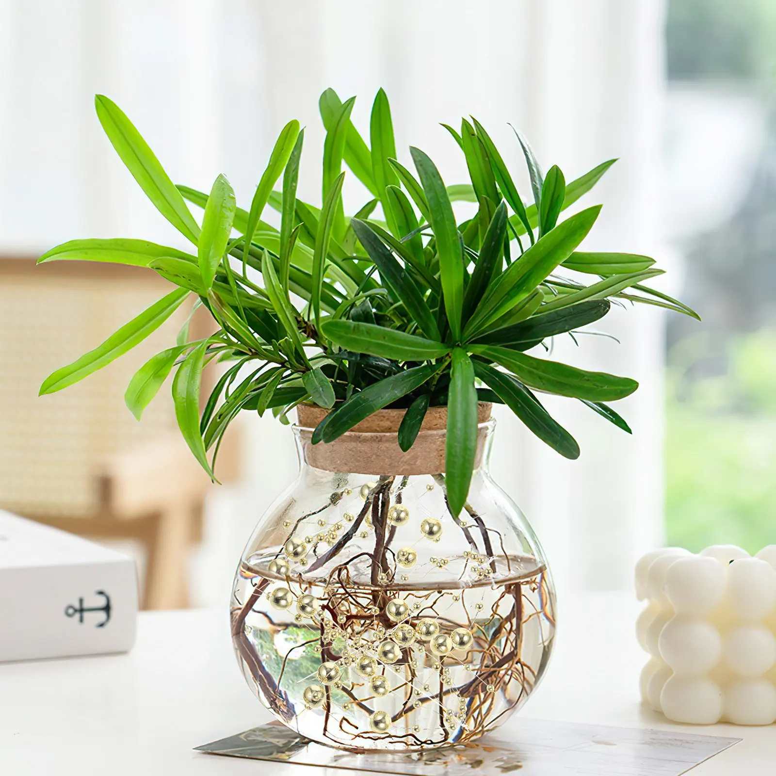 1 Roll Artificial Pearl String Wear Resistant Beaded Garland Vase Decoration Floating Vase Filler DIY Wedding Party Craft