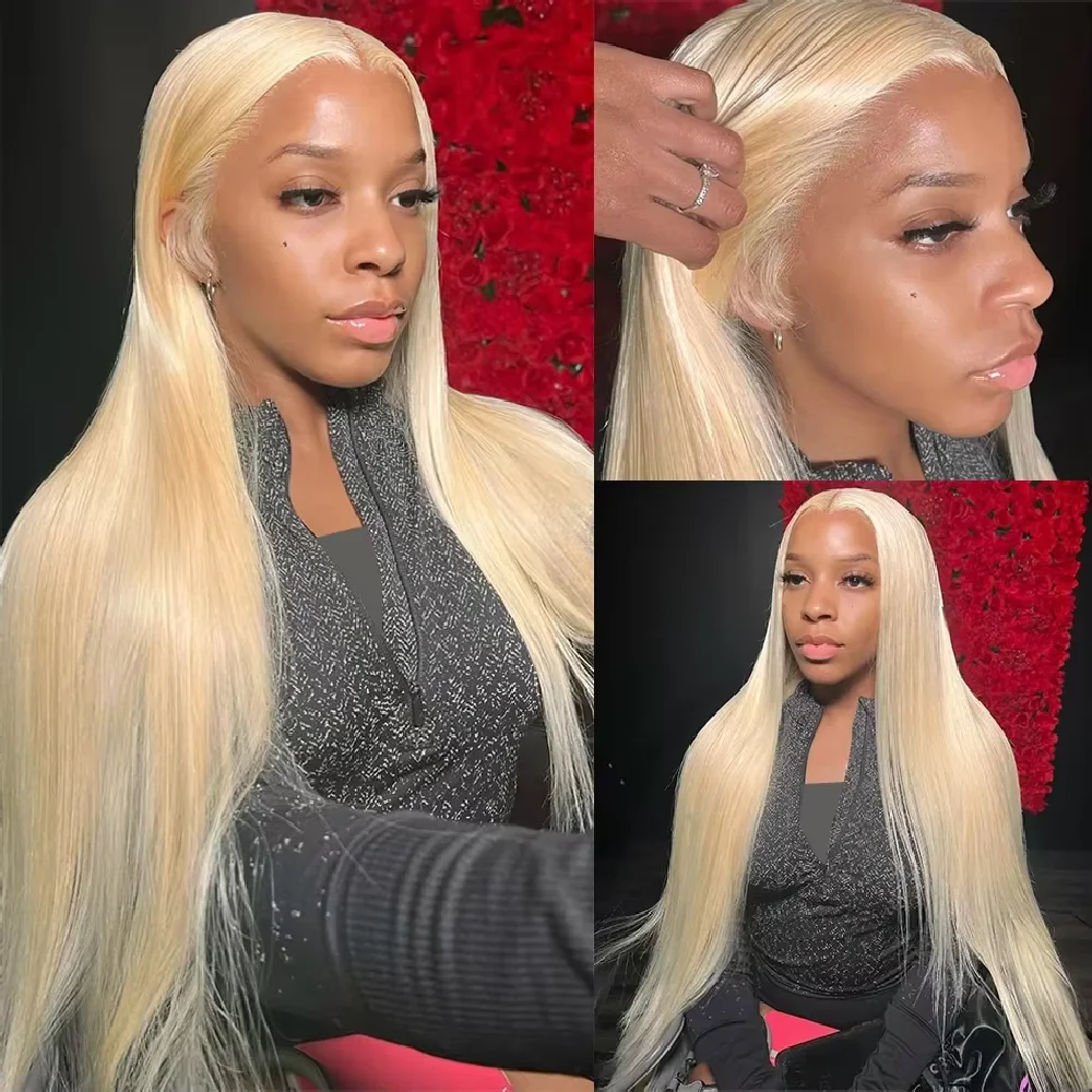 32 inch V Part U part Human Hair Wig Straight 250 Density Brazilian Hair 613 Blonde Brazilian 100% Human Hair Wig