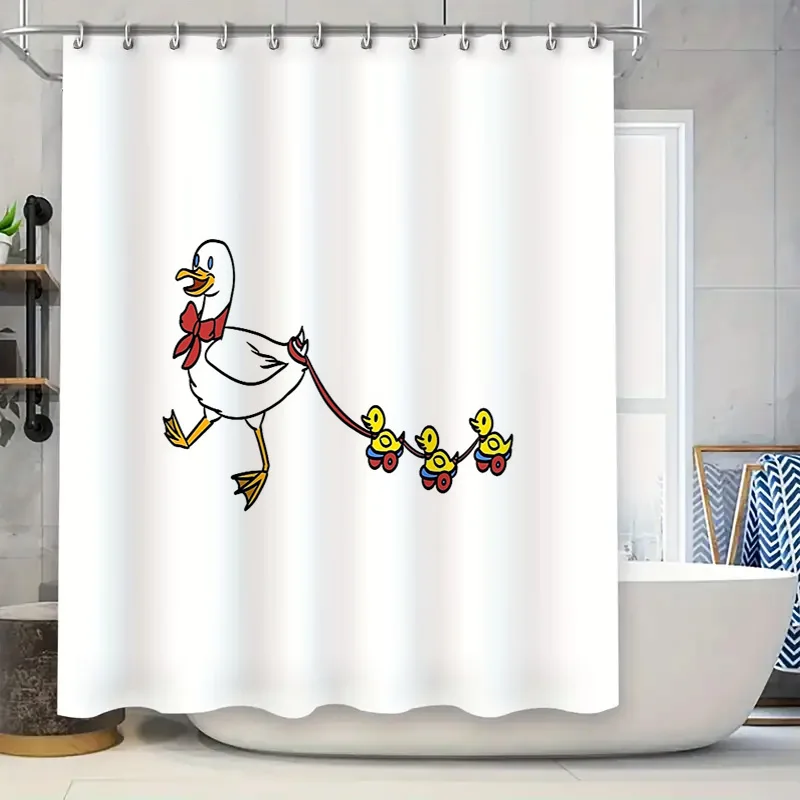 

Mother Goose Shower Curtain Farmhouse Decor Chicken Print Bathroom Set Vintage Animal Theme Waterproof Home Decor Gift