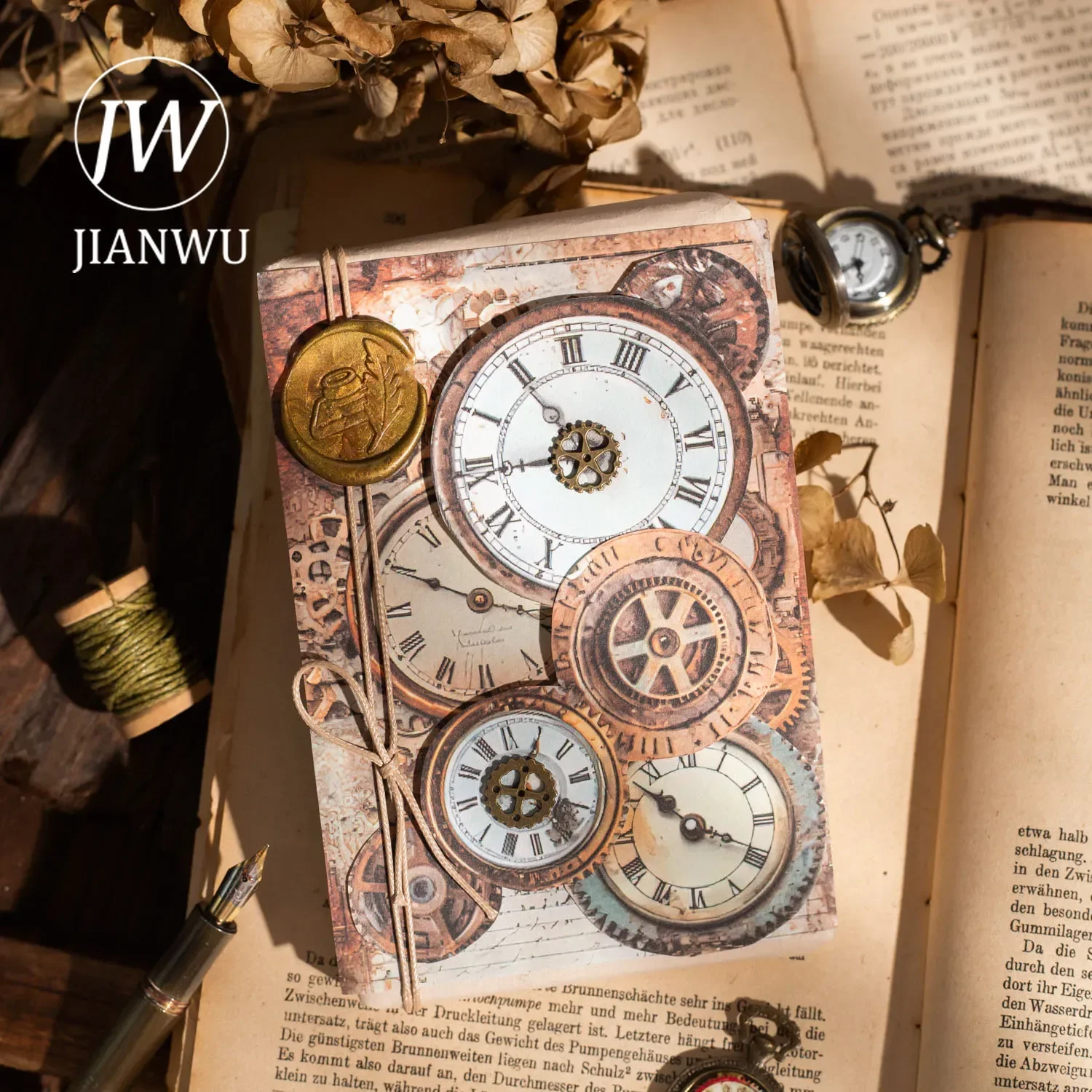 JIANWU Pendulum Trajectory Series Vintage Mechanical Clock Collage Decor Material Paper Creative DIY Junk Journal Stationery