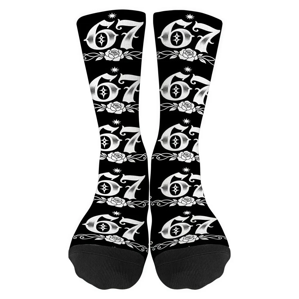 Cartoon Unisex 67 Meme Ice Cream Socks Cotton Warm 67 Meme Crew Long Socks Breathable Lightweight Creativity Stockings