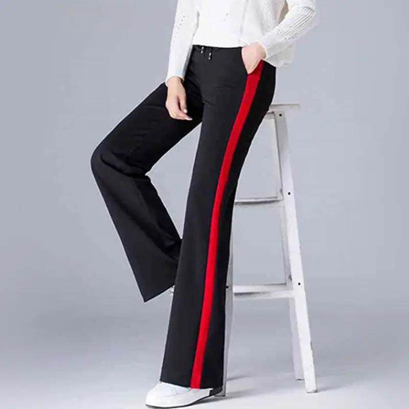 Imagem -02 - Calça Esportiva de Grandes Dimensões Feminina Cintura Alta Elástico com Cordões Solta Casual Calça Reta Primavera Roupas de Outono 2023