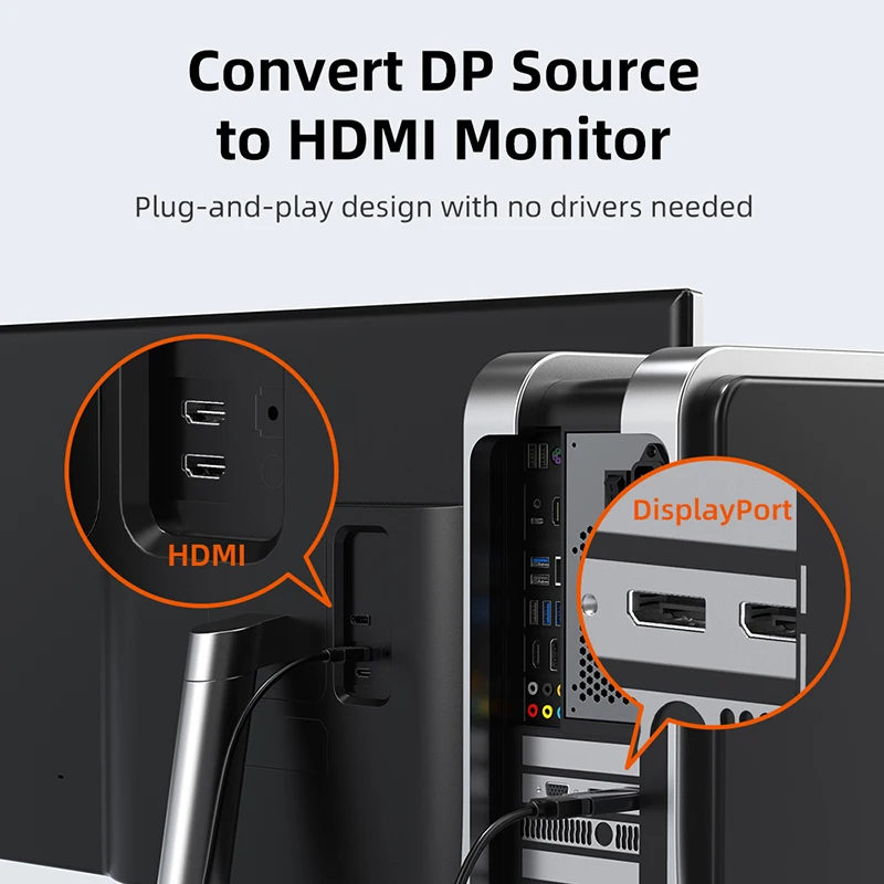 CABLETIME DP to HDMI Adapter 4K60Hz Uni-Diretional Displayport to HDMI Converter for Monitor Computer Dell Lenovo