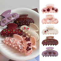 2025 New Flower Hair Claw Clips Medium Size Acetate Grab Clips for Women Rhinestone Butterfly Cherry Hairpins Clamp Hair Jewelry