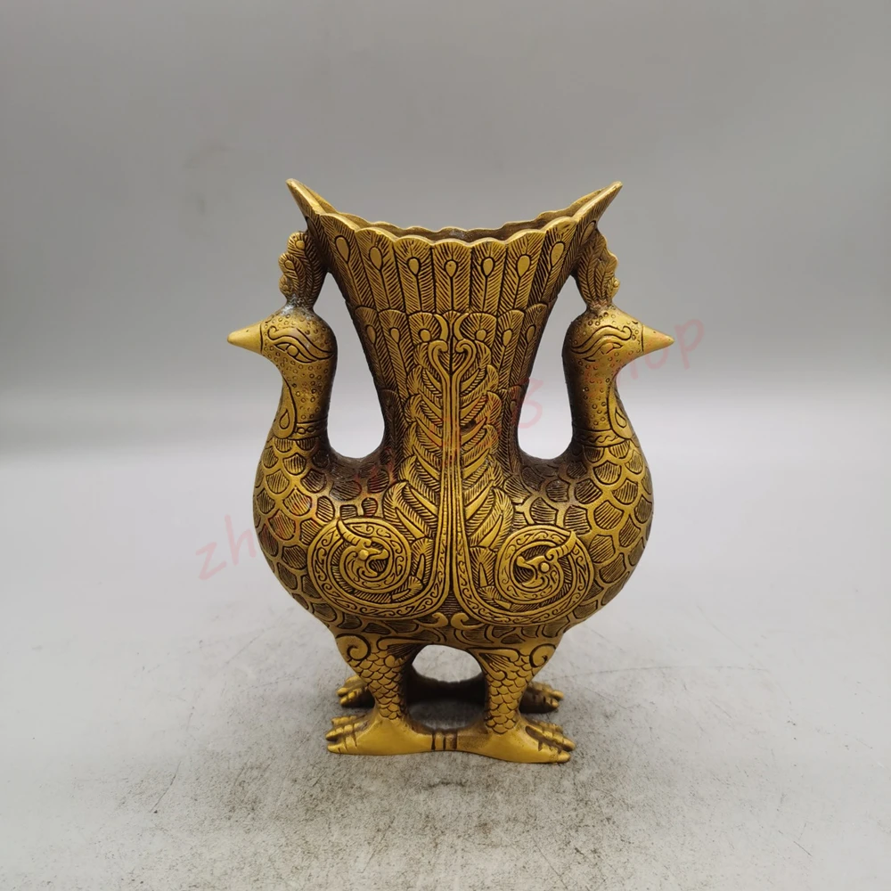 

Pure copper peacock vase ornaments, auspicious ornaments, feng shui ornaments