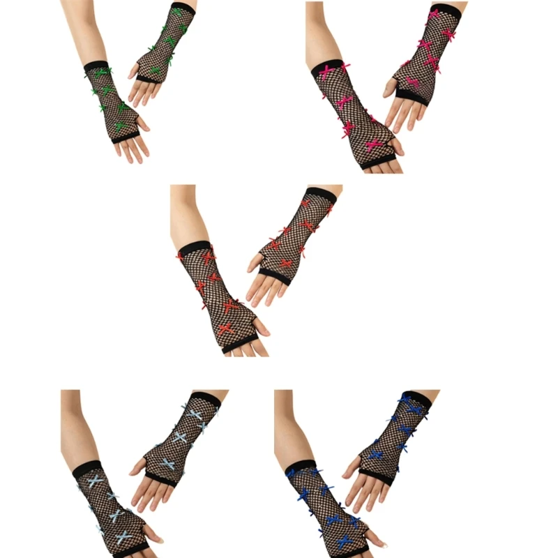 Bowknot Arm Gloves Women Fingerless Gloves Sexy Club Arm Sleeves Party Handwear