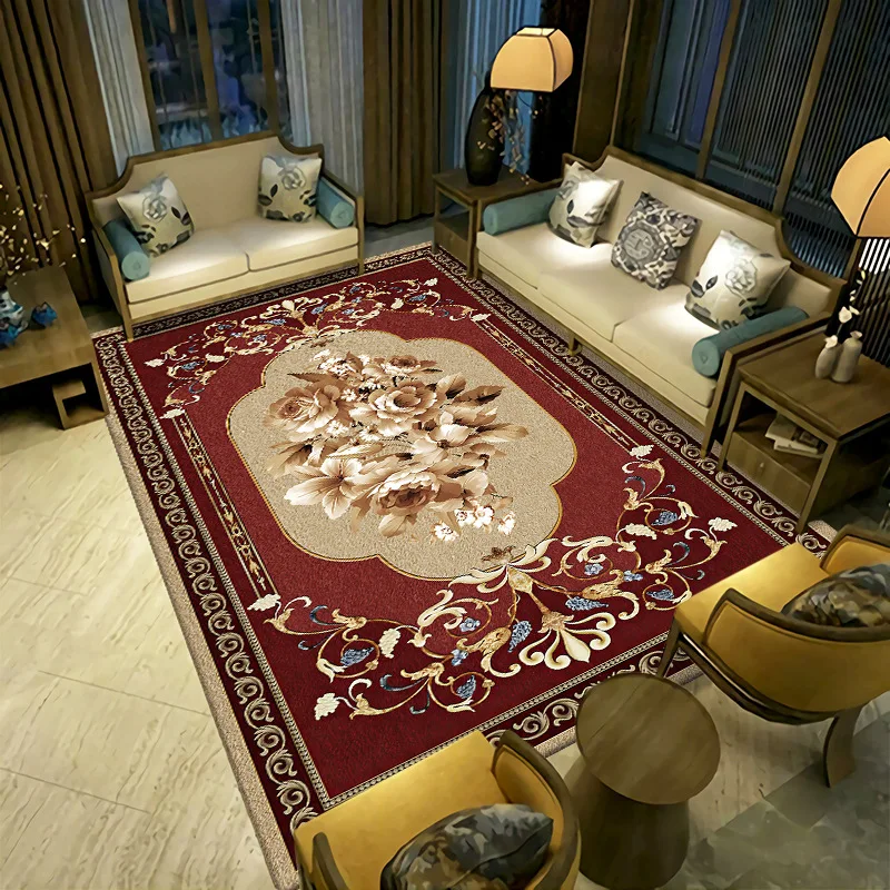 

Retro Ethnic Style Carpets for Living Room Persia Bedroom Decor Rug Non-slip Washable Porch Floor Mat Dining Room Lounge Carpet