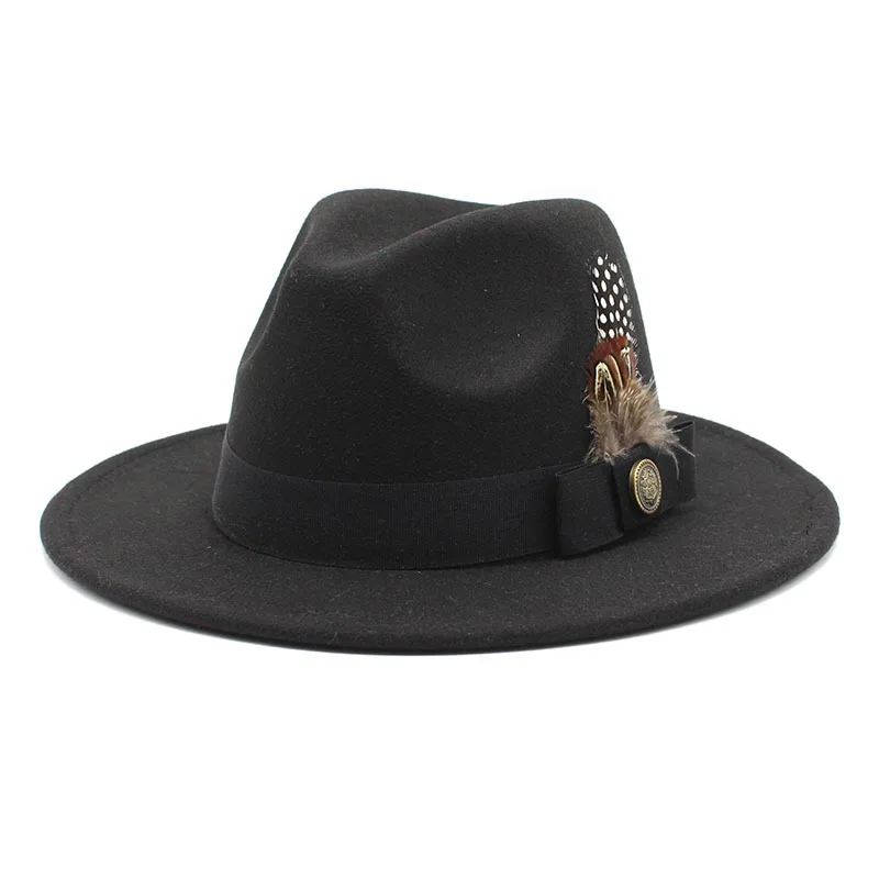 

White Woolen Gentleman Classical British Jazz Hat Modified Face Woolen Men And Women Felt Cap