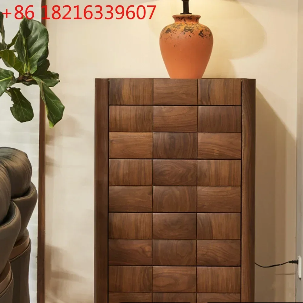 Walnut Chest of Drawers Solid Wood Living Room Cabinet Bedroom Chest of Drawer Complete Set