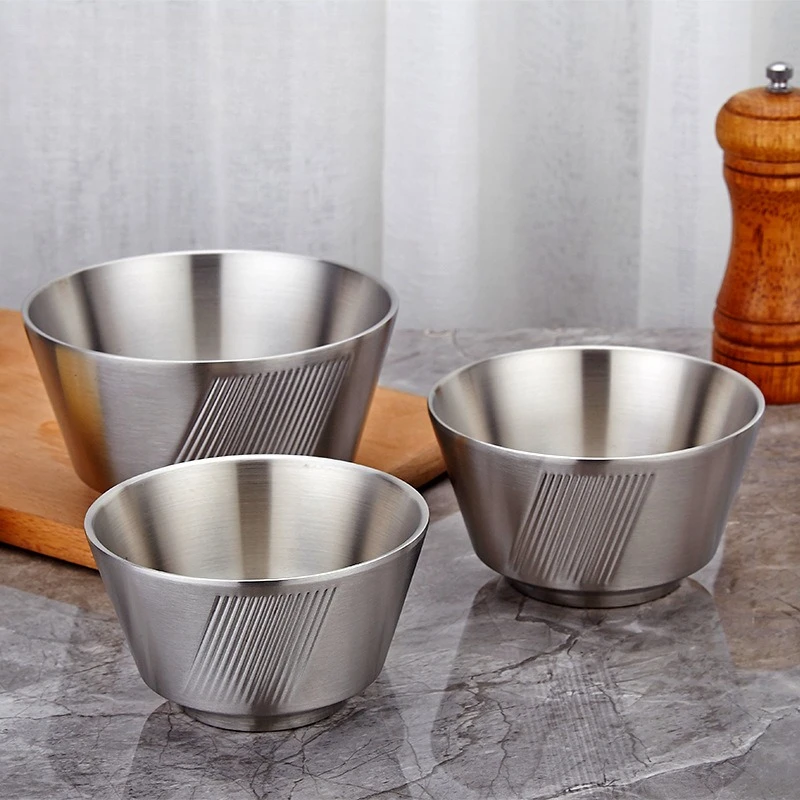 

304 Stainless Steel Bowl Food Grade Double Layer Luxury Bowls Thickened Heat Insulation Tableware