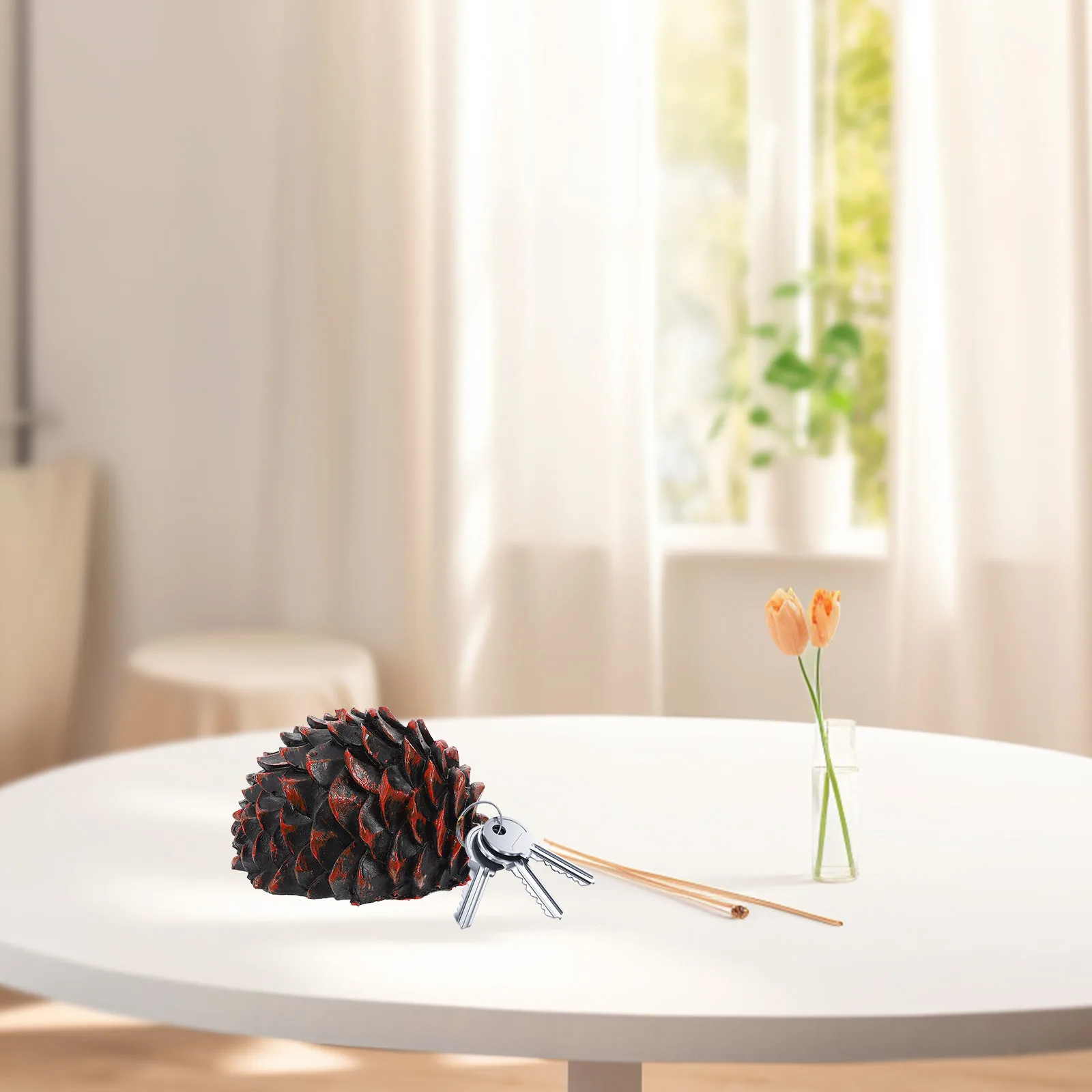 الراتنج الصنوبر المخروط مفتاح مخفي صندوق في الهواء الطلق مقاوم للماء حقيبة للتخزين لحامل أمان الحديقة #1