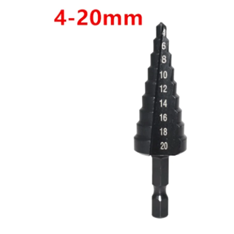 Broca passo 4-12/20-32mm nirtird revestido madeira metal ferramenta de perfuração cortador de buraco de metal passo cone broca