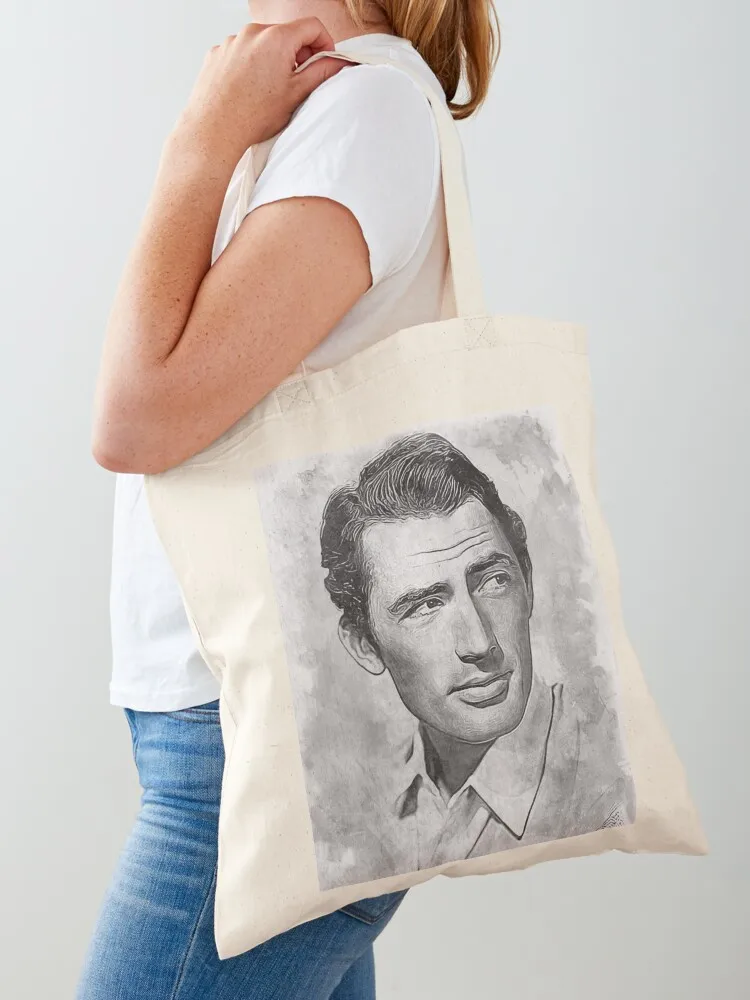 Gregory Peck Art - ألوان مائية bw - D30 حقيبة حمل حقائب قابلة لإعادة الاستخدام حقيبة نسائية