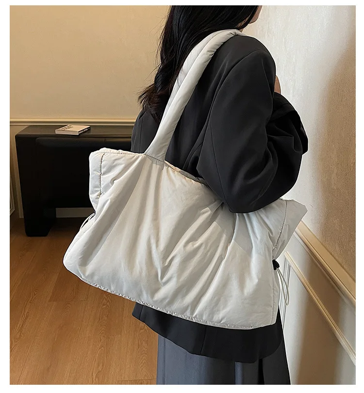 Herbst Winter Baumwolle Umhängetasche Frauen Stilvolle Tote Satchel Handtasche Geräumige Nylon Geldbörse für Arbeit Pendeln und Reisen – Detail 2