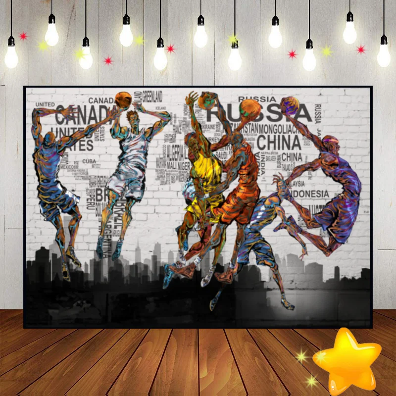 Basketball Diverse Baby Shower Background Decoration Custom Birthday Backdrop Competition Kids Photo Create Corner Just You Star