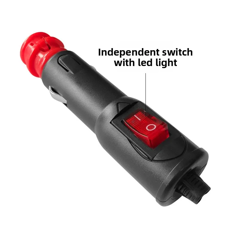 With LED Switch Car Cigarette Lighter Male Plug with Fuse 10A Protection 12V-24V Universal
