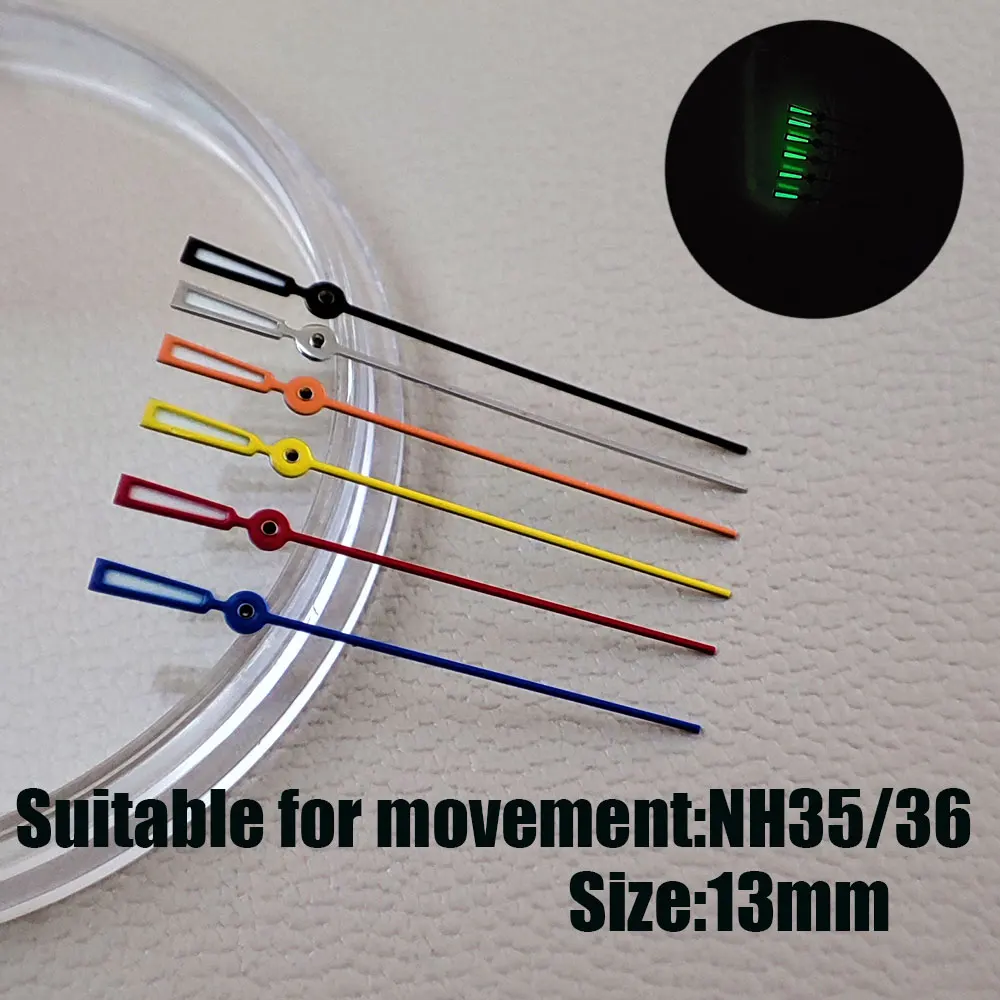 NH35 الأيدي 13 مللي متر الغوص المياه شبح اليد الثانية أحمر أخضر أزرق ساعة الأيدي ل NH35/NH36/4R/7S حركة الساعات مؤشرات