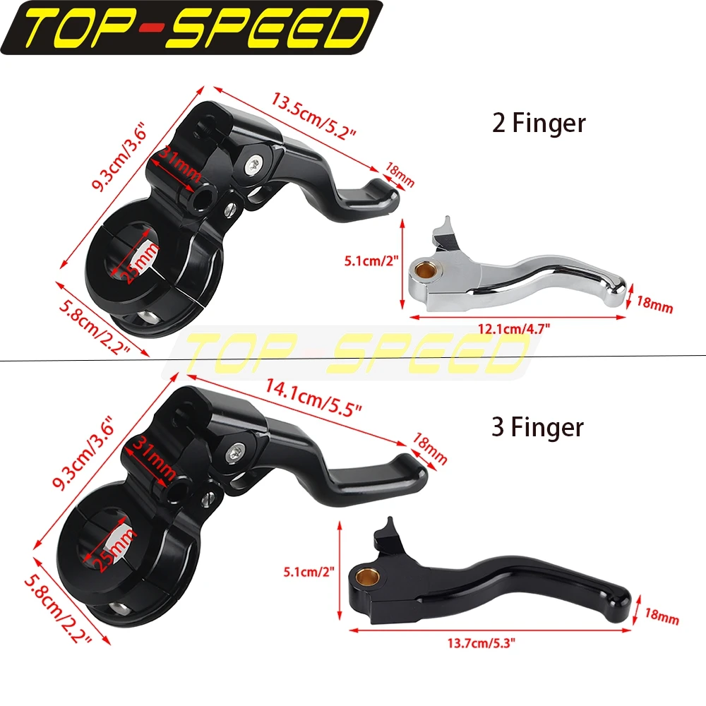 2-3 Finger Handle Control Lever Motorcycle CNC Shorty Easier Pull Clutch Brake Lever For Harley Sportster XL1200 C S XL883 C R