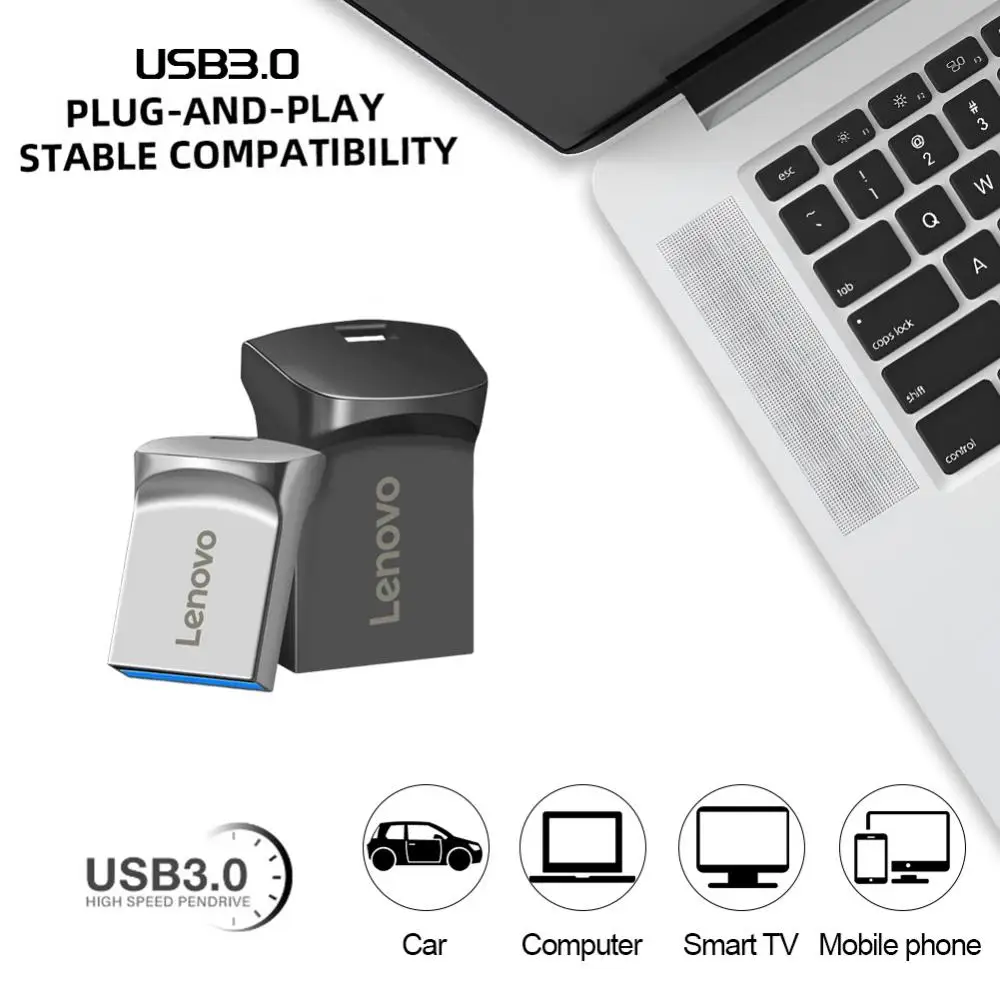 레노버 고속 USB 3.0 메탈 플래시 드라이브, 512GB 펜드라이브, 방수 USB 펜 드라이브, 노트북 PC용 미니 USB 메모리 스틱, 2TB, 1TB