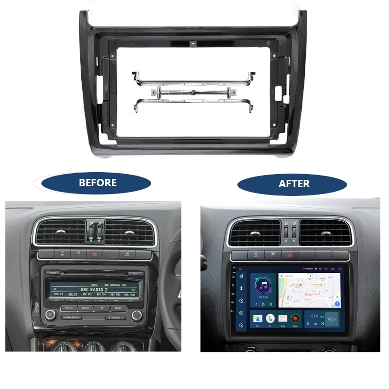 2 Din Auto Radio Frame FOR Volkswagen  2011-2016 Polo Car Player DVD Dashboard Audio Panel Mount Installation Fascia Frame