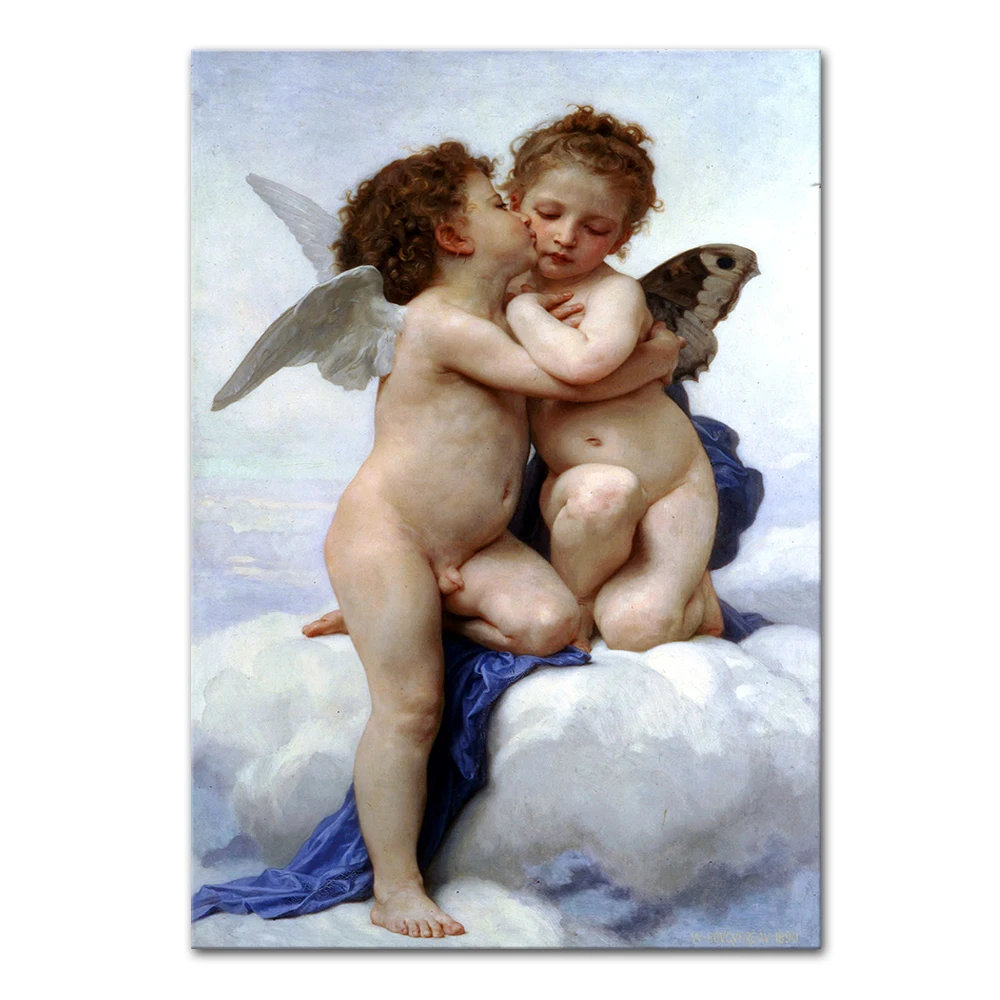 Arthyx,Printed Poster Angel\'s Of William Adolphe Bouguereau Oil Paintings On Canvas,Wall Art Pictures For Living Room Home Decor
