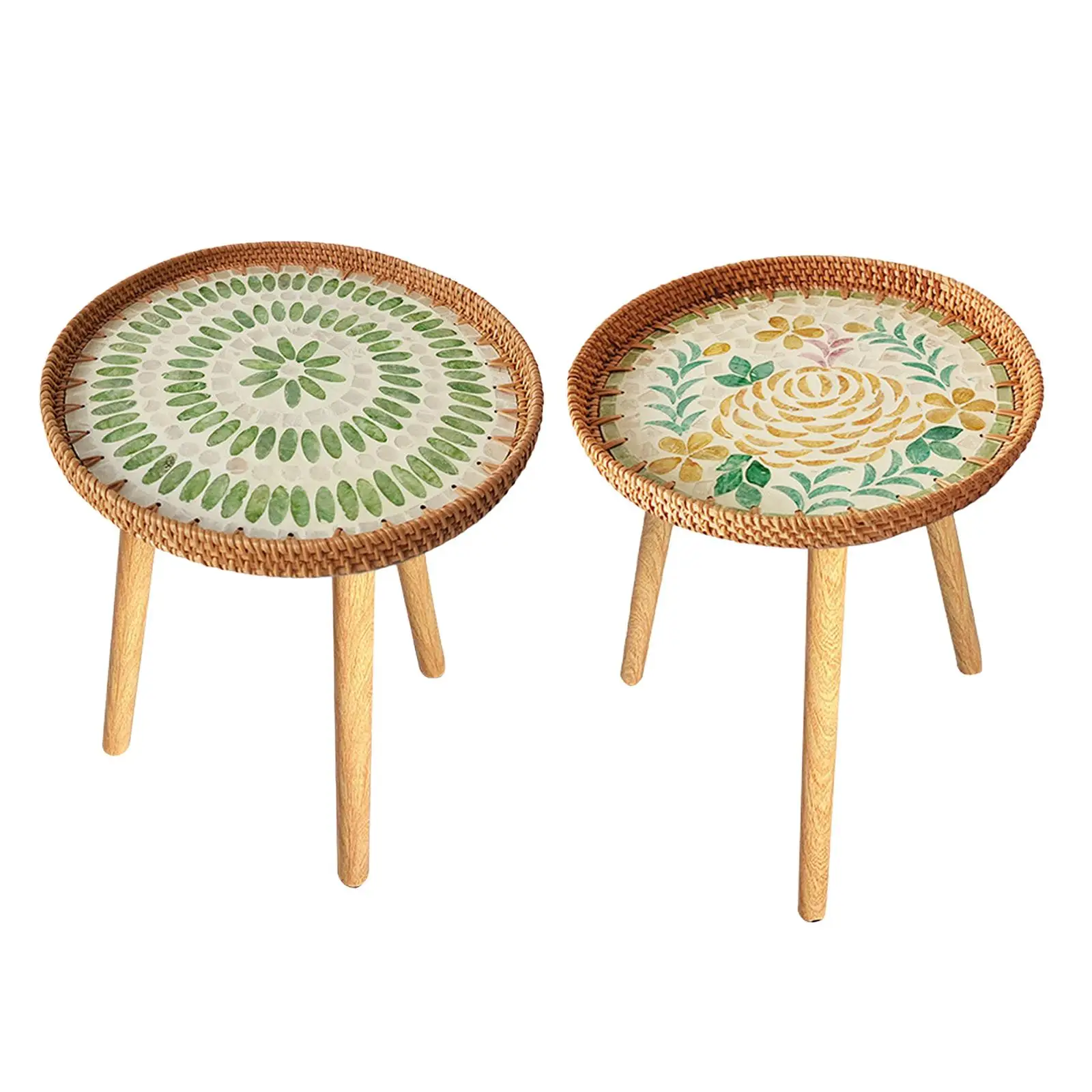 Rattan Table for Plants And Drinks, Versatile Nightstand for Indoor And Outdoor