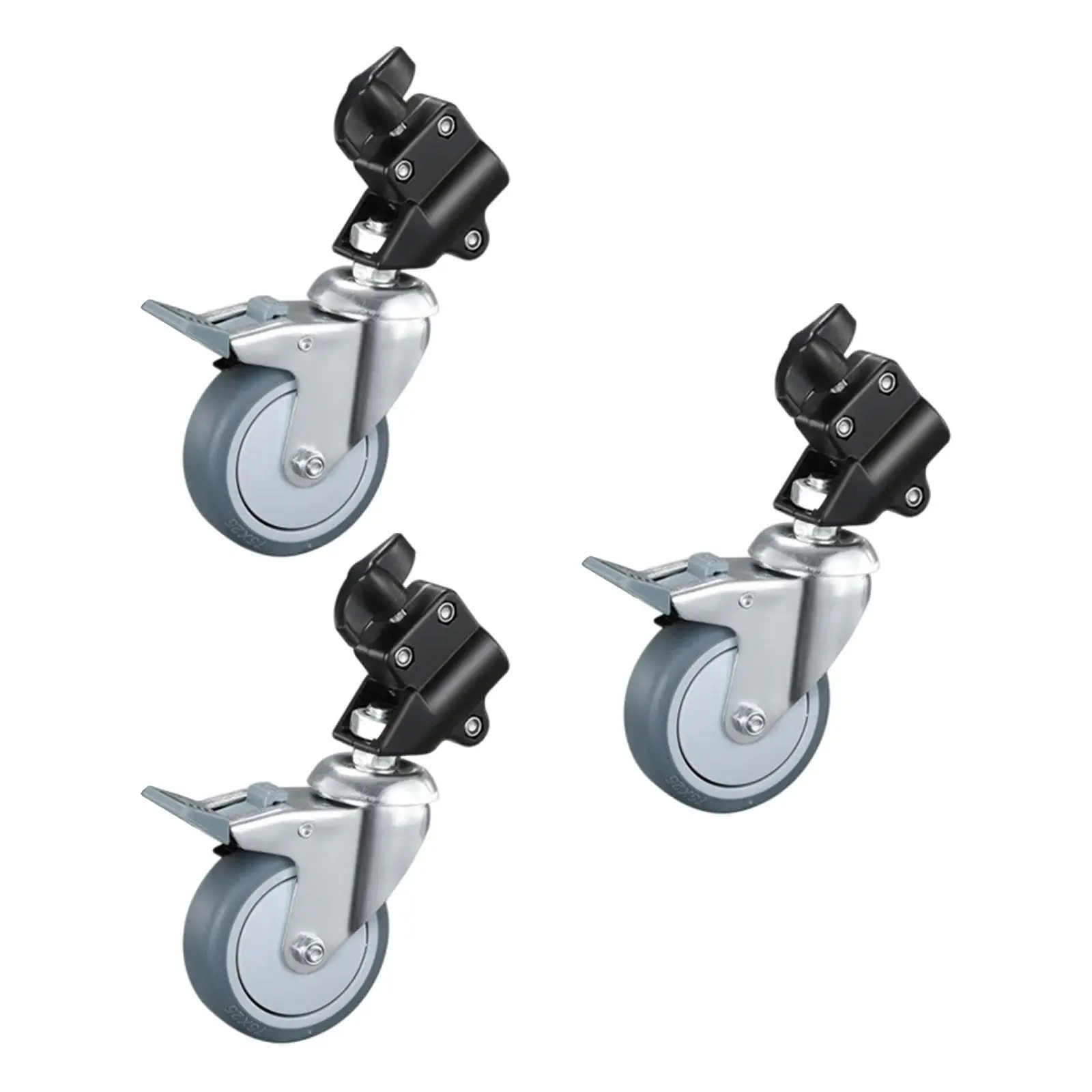 

3 Pieces Photography Light Stand Wheels Swivel Caster Flexible Smooth with Brake Moving Rolling Wheels for Photo Studio Video