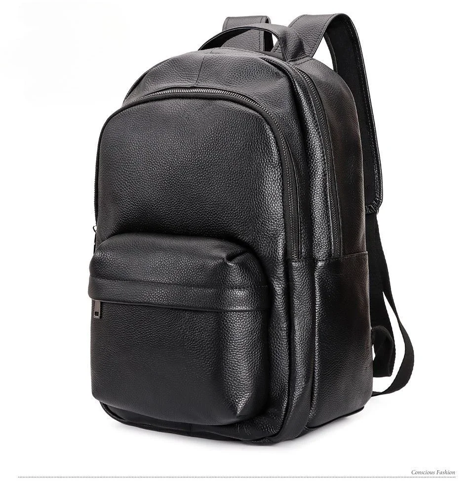 100% Cow Genuine Leather Men Backpacks Fashion Real Natural Leather Student Backpack Boy Luxury Brand Large Computer Laptop Bag
