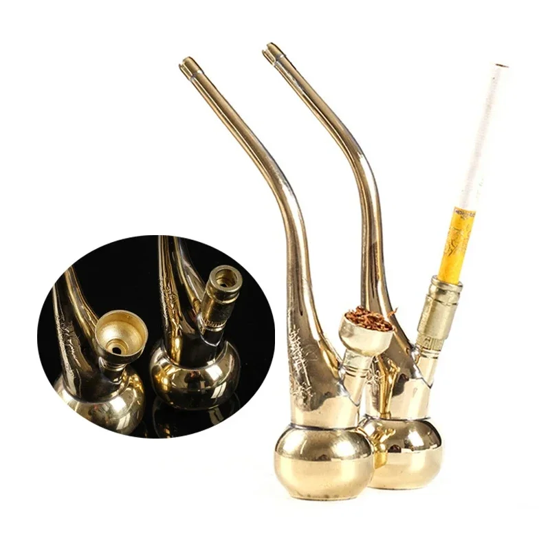 1Pcs Held 2-purpose Mini Hookah Brass Portable Tobacco Shisha Water Pipes for Smoking Cigarette Accessories