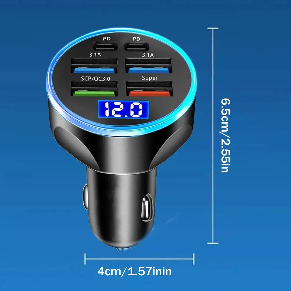 250W 5 In 1 USB Car Charger Type C PD 12V Cigar Jack Fast Charging Adapter For IPhone 12 Pro Max 14 Plus 13 Oneplus