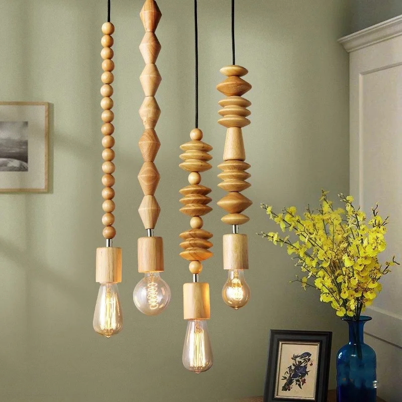 

Japanese style solid wood pendant light creative Japanese style clothing store milk tea shop coffee shop bar counter pendant lig