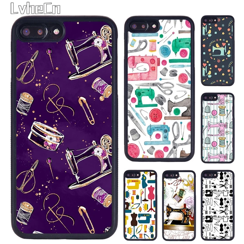 sewing machine tailor elements pattern Phone Case For iPhone 14 15 16 13 12 Mini Max Cover For Apple 11 Pro Max 8 7 Plus SE